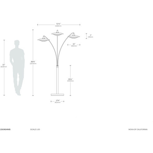 Rancho Mirage 87 inch 60.00 watt Weathered Brass and Black Arc Floor Lamp Portable Light