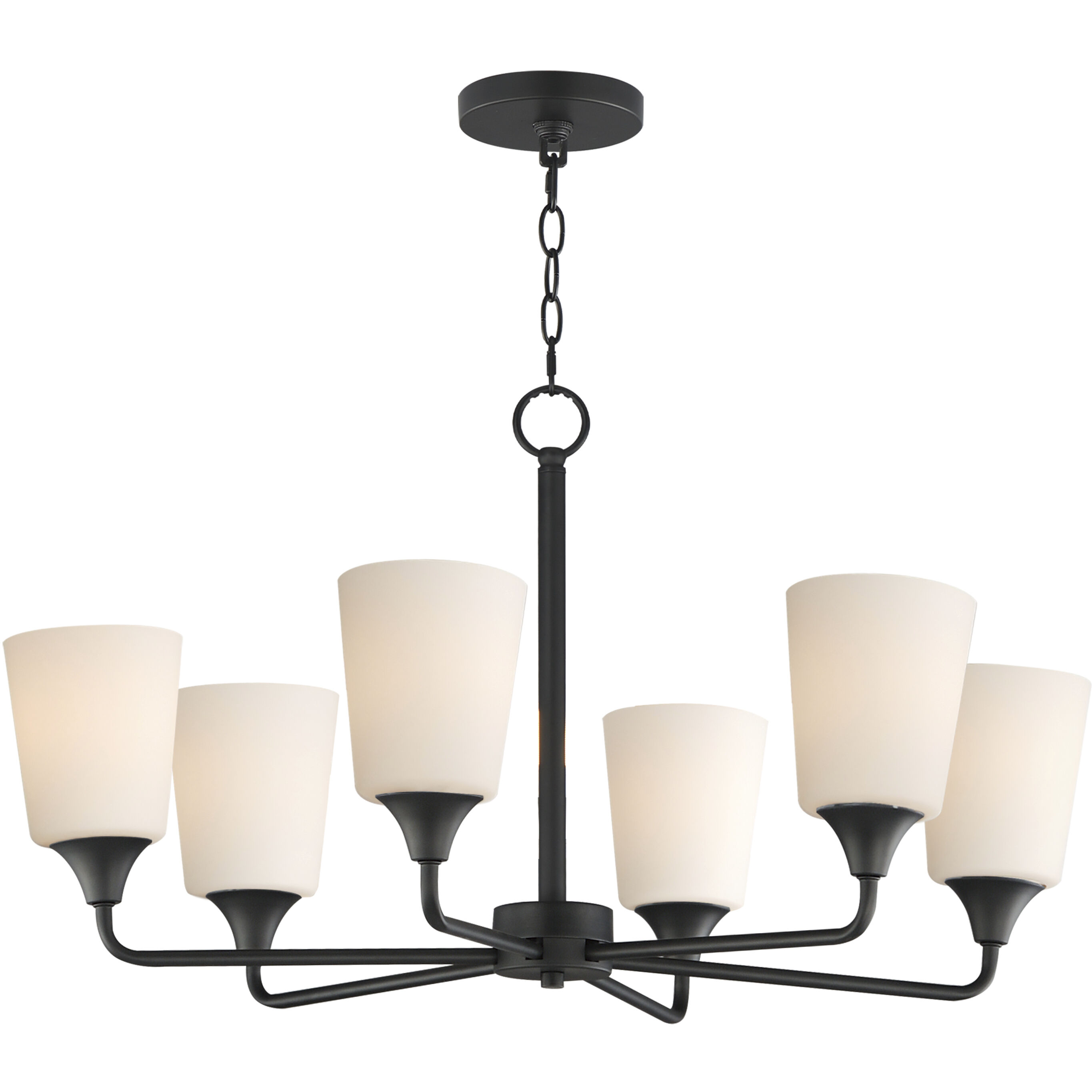Hudson 6 Light 30 inch Black Single-Tier Chandelier Ceiling Light in Satin White