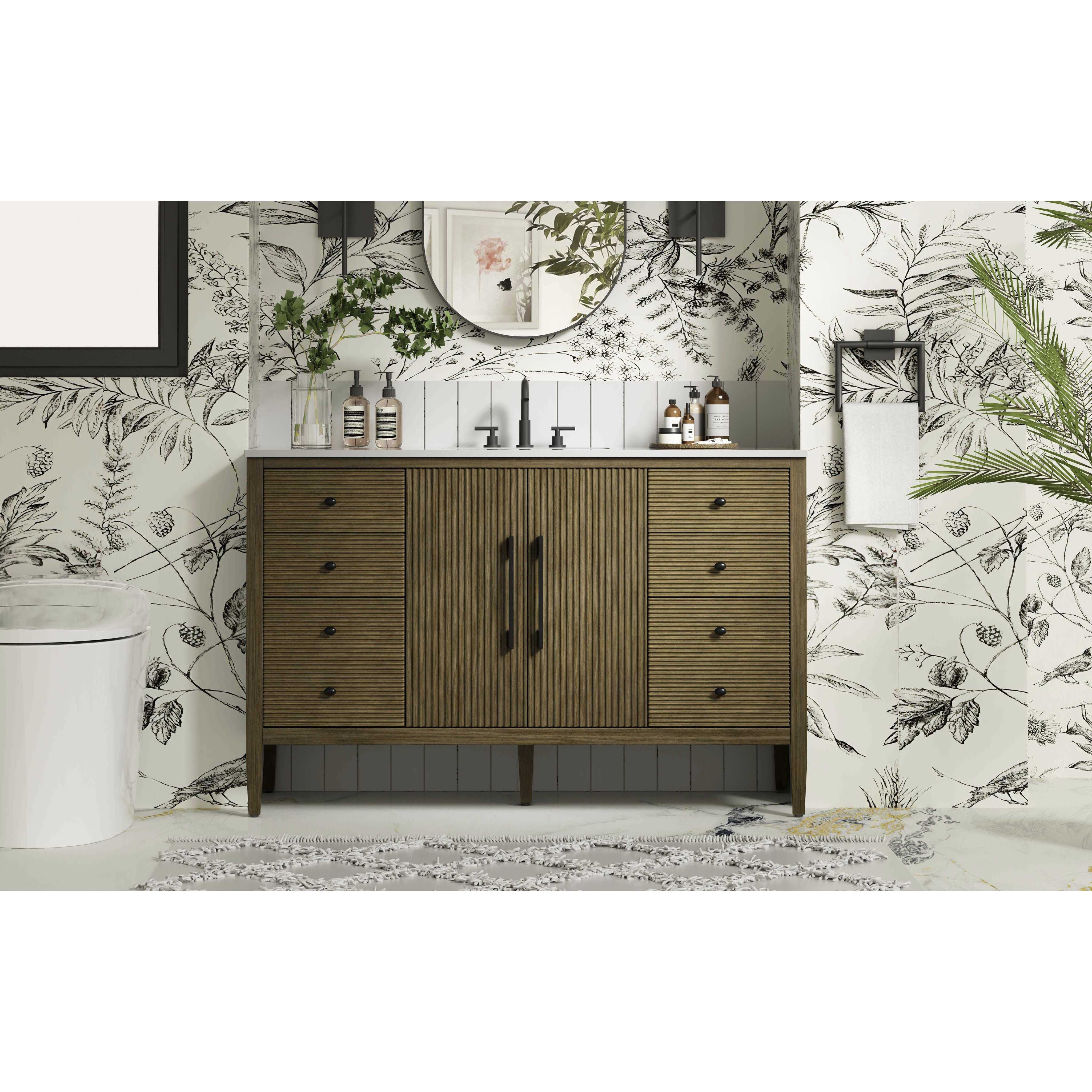 Blakely 54 X 34 inch Hazel Oak Bathroom Vanity Cabinet