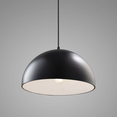 Radiance Collection 1 Light 12.5 inch Carbon Matte Black with Dark Bronze Pendant Ceiling Light in Black Cord