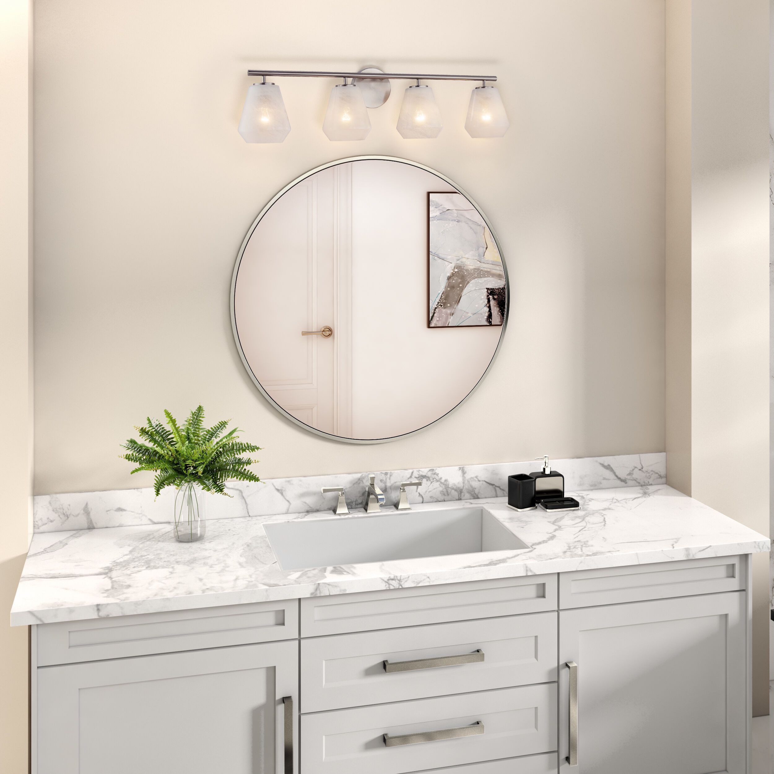 Brooke 4 Light 31.25 inch Brushed Nickel Bathroom Vanity Wall Light