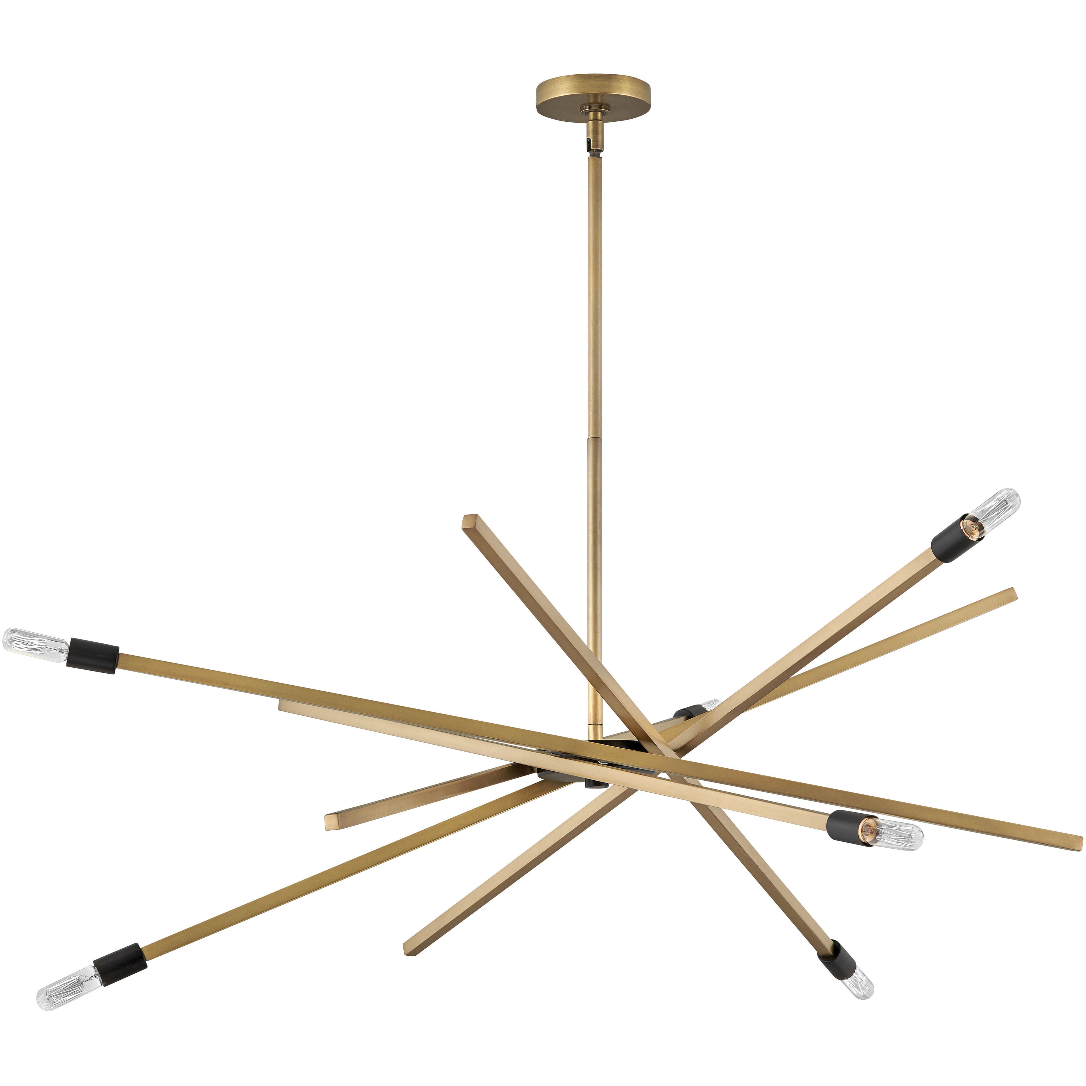 Archer 6 Light 42.5 inch Heritage Brass with Black Indoor Chandelier Ceiling Light