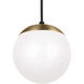 Leo - Hanging Globe 1 Light 8 inch Satin Brass Pendant Ceiling Light