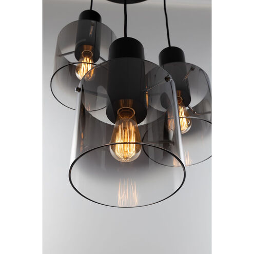 Henley LED 19.75 inch Satin Black and Smoke Glass Chandelier Ceiling Light