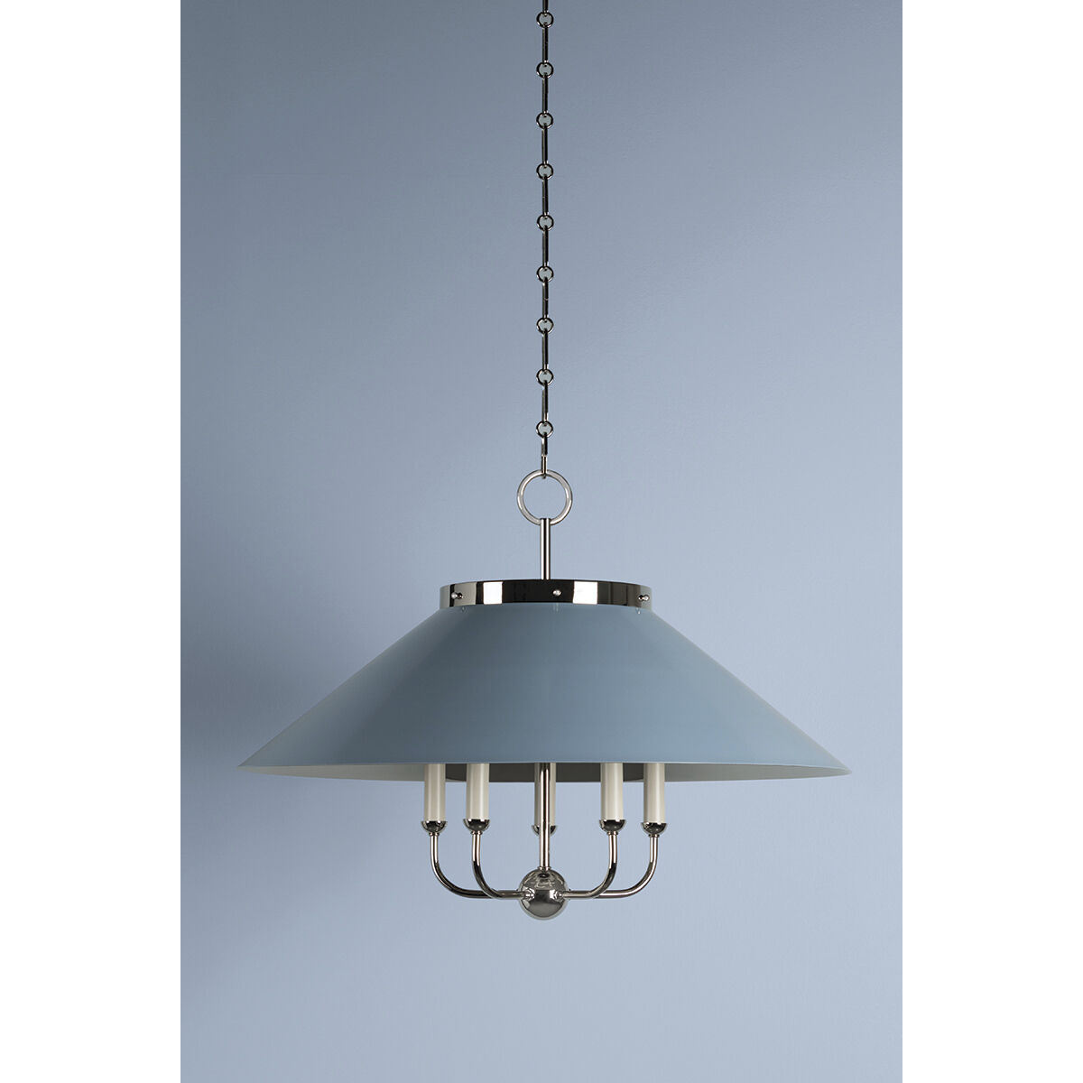 Clivedon 5 Light 27.5 inch Polished Nickel/Blue Bird Chandelier Ceiling Light