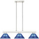Cobalt 3 Light 46 inch Brushed Nickel Billiard Ceiling Light in Dark Blue Acrylic