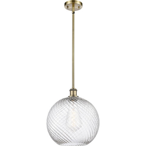Ballston X-Large Twisted Swirl 1 Light 12 inch Antique Brass Pendant Ceiling Light in Incandescent, X-Large Athens, Twisted Swirl Glass, Ballston