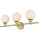 Cordelia 3 Light 28 inch Brass Bath Sconce Wall Light