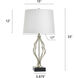 Steel 33 inch 100 watt Castonia Silver and White Table Lamp Portable Light