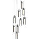 Exos Glass 9 Light 20.5 inch Black Pendant Ceiling Light in Clear, Long Pipe