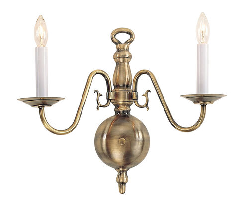 Williamsburgh 2 Light 13 inch Antique Brass Wall Sconce Wall Light