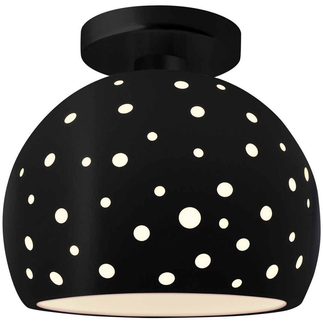 Perforated Globe Semi-Flush Ceiling Light in Matte Black, Dedicated LED, Carbon Matte Black, 7W x 7H, Form+Finish+Function