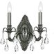 Dawson 2 Light 11.5 inch Pewter Sconce Wall Light in Clear Hand Cut