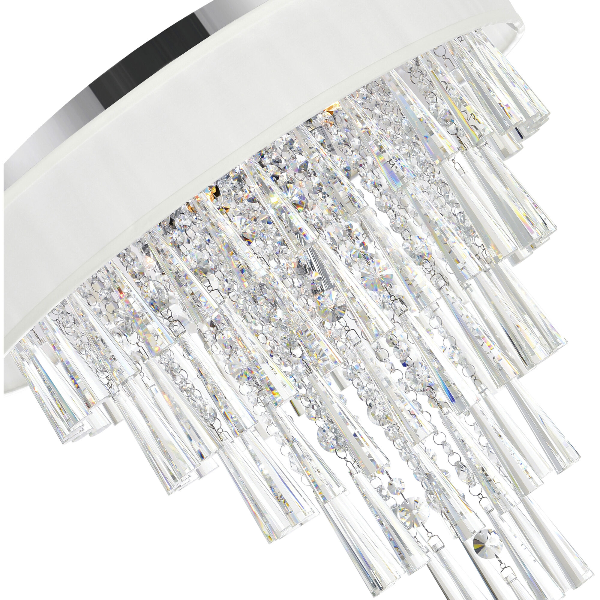 Franca 8 Light 22 inch Chrome Drum Shade Flush Mount Ceiling Light in Off White