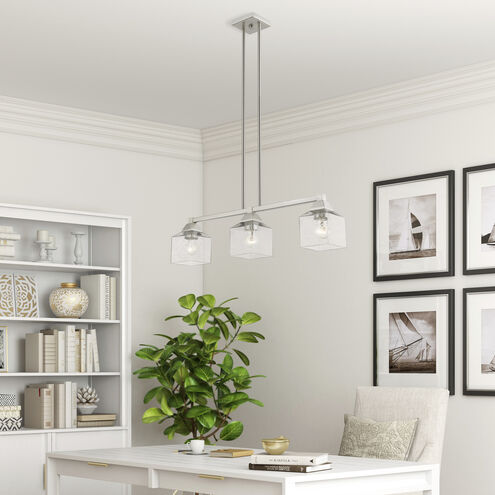 Aragon 3 Light 30 inch Brushed Nickel Linear Chandelier Ceiling Light
