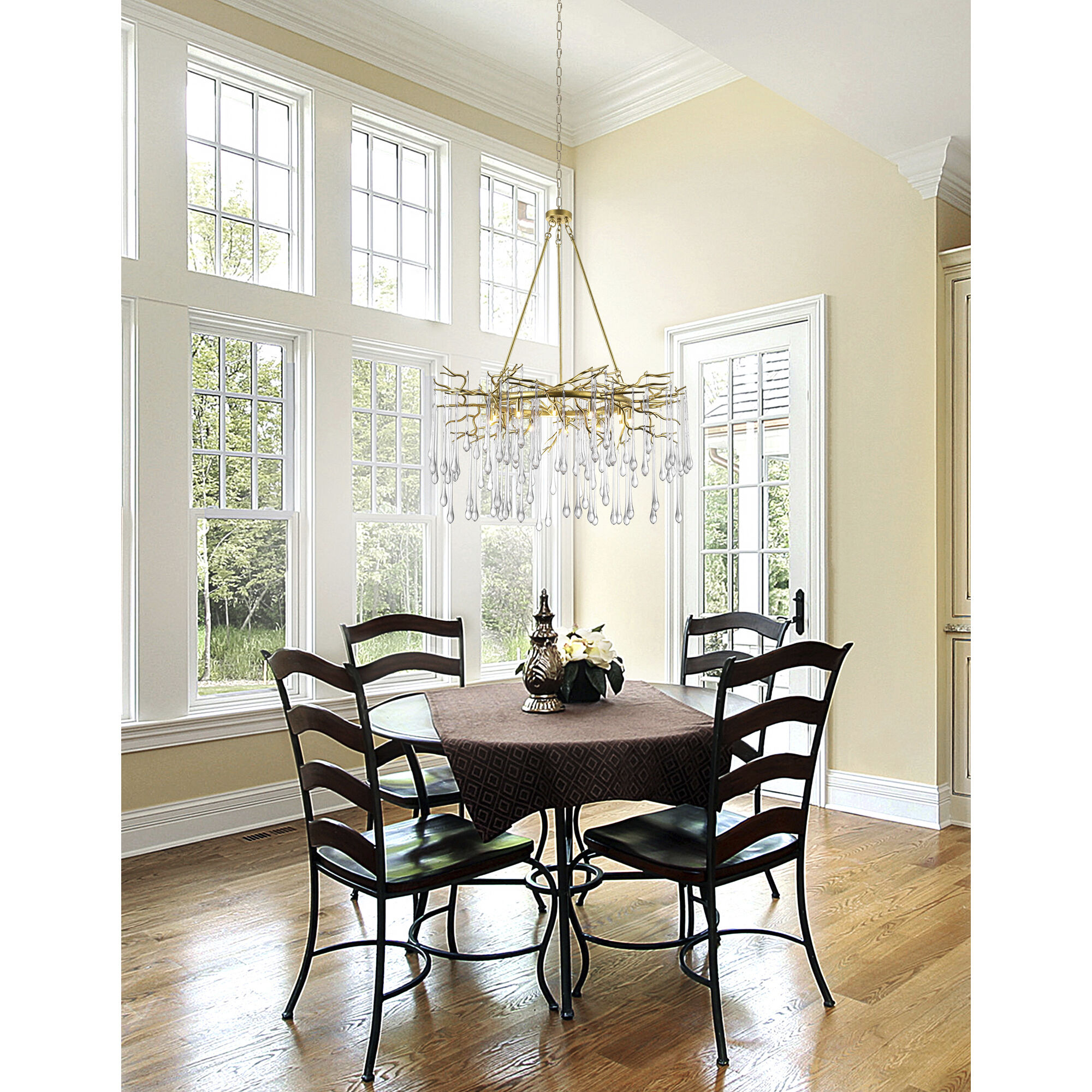 Anita 12 Light 43 inch Gold Leaf Down Chandelier Ceiling Light