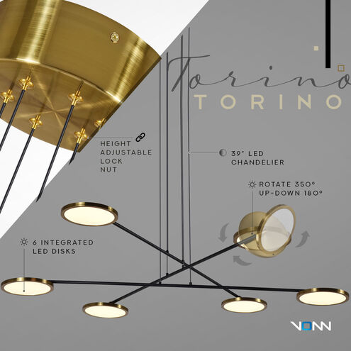 Artisan Collection/TORINO Series 35 inch Antique Brass Pendant/Chandelier Ceiling Light