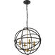 Octavia 4 Light 18 inch Brass and Dark Brown Pendant Ceiling Light