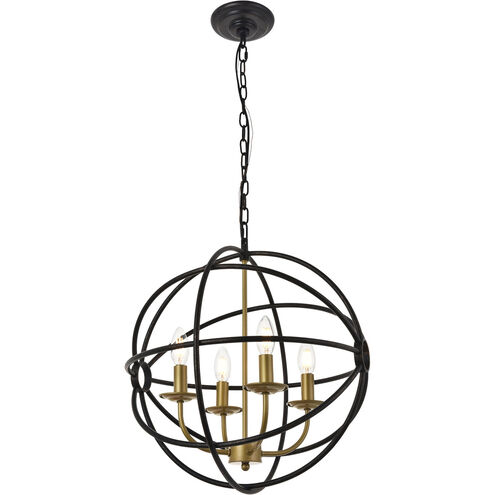 Octavia 4 Light 18 inch Brass and Dark Brown Pendant Ceiling Light