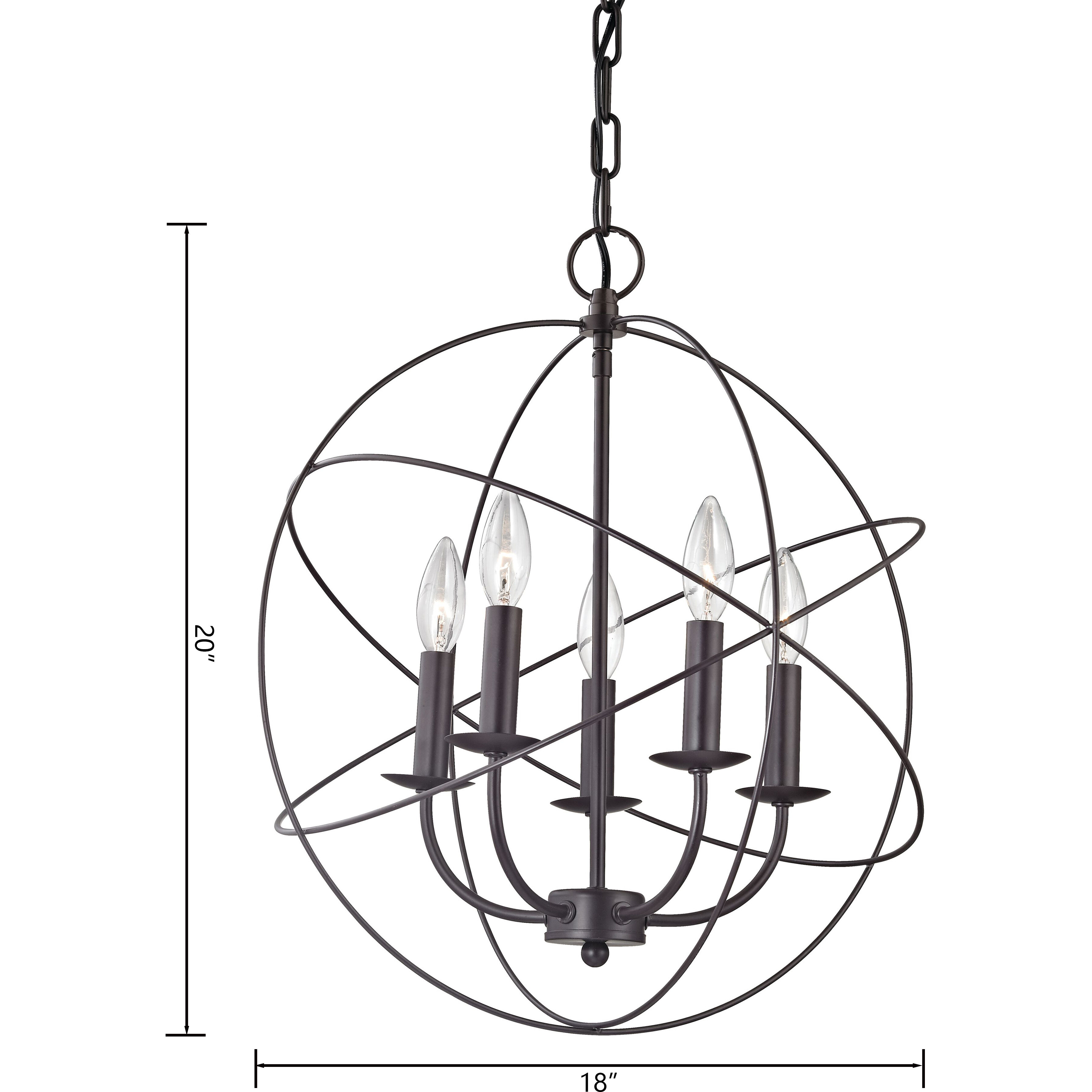 Williamsport 5 Light 18 inch Oil Rubbed Bronze Chandelier Ceiling Light