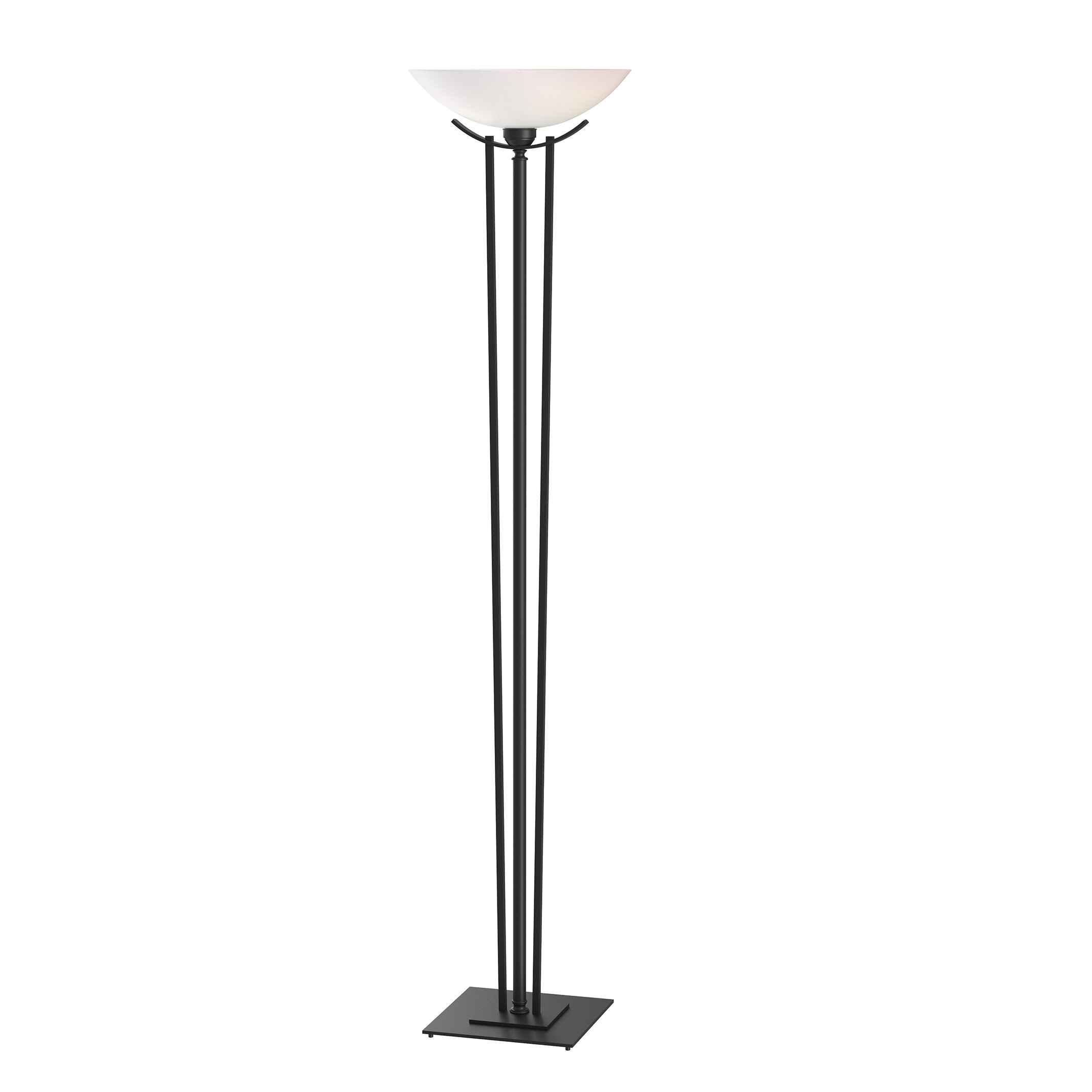 Taper 71 inch 150 watt Black Torchiere Portable Light in Opal