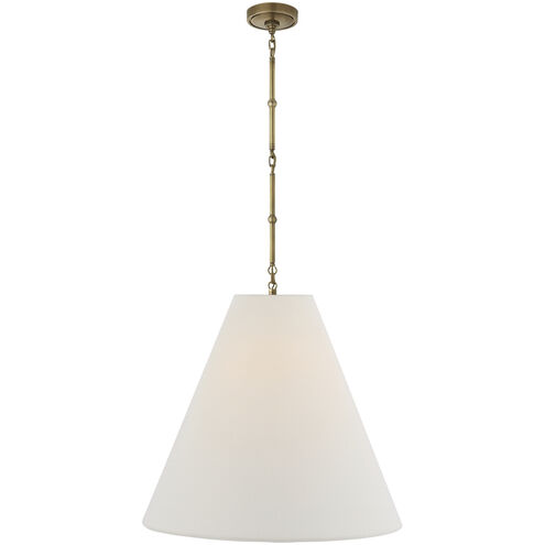 Thomas O'Brien Goodman 2 Light 24.5 inch Hand-Rubbed Antique Brass Hanging Shade Ceiling Light in Linen, Large