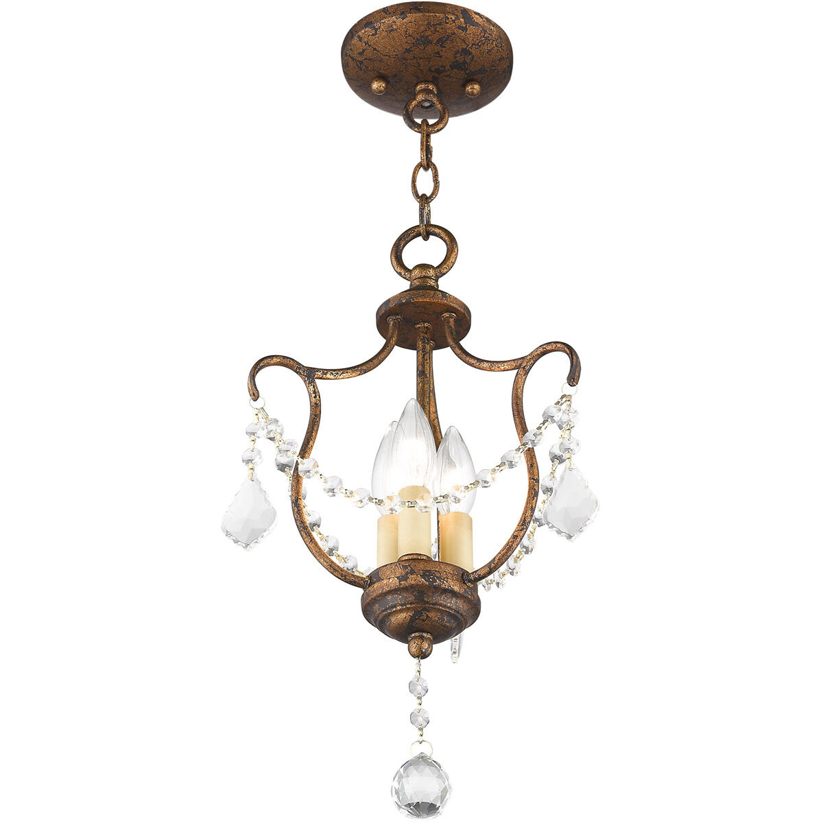 Chesterfield 3 Light 10 inch Hand Applied Venetian Golden Bronze Convertible Mini Pendant/Ceiling Mount Ceiling Light