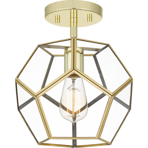 Kinslee 1 Light 10 inch Polished Brass Semi-Flush Mount Ceiling Light