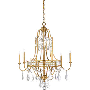 Wildwood 6 Light 30 inch Antique Gold Leaf Chandelier Ceiling Light, Small