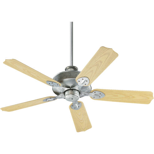 Hudson 52 inch Galvanized with Medium Oak Blades Outdoor Ceiling Fan