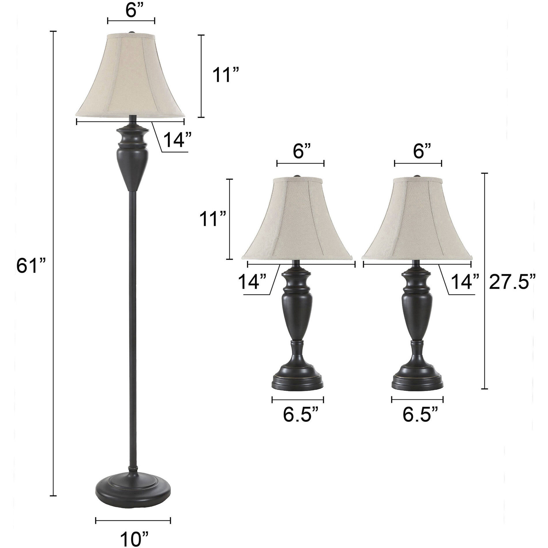 Signature 61 inch 100 watt Dark Bronze Table Lamp Portable Light