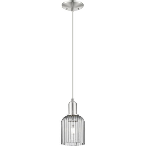 Bridal Veil 1 Light 5 inch Brushed Satin Nickel Mini Pendant Ceiling Light in Light Smoke Glass