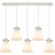 Newton Cone 5 Light 39.75 inch Polished Nickel Linear Pendant Ceiling Light in White Glass