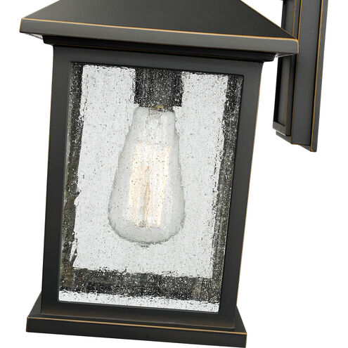 Portland 1 Light 14 inch Oil Rubbed Bronze Outdoor Wall Light in Clear Seedy Glass, 4.24