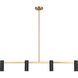 Zentro 4 Light 48 inch Satin Brass Linear Chandelier Ceiling Light in Incandescent
