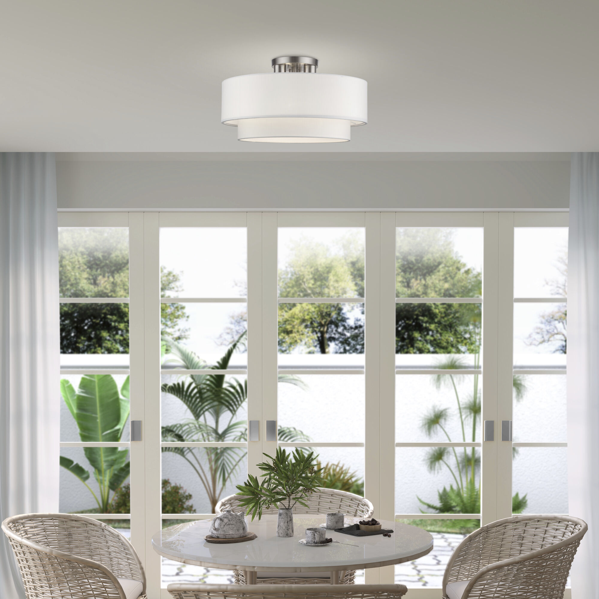 Manorwood 3 Light 18 inch Brushed Nickel Semi-Flush Ceiling Light