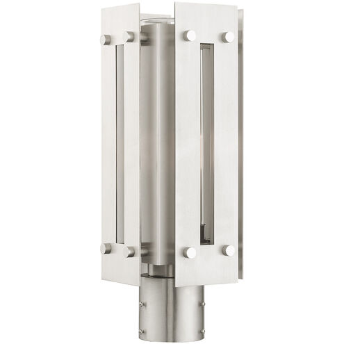 Utrecht 1 Light 16 inch Brushed Nickel Accents Outdoor Post Top Lantern