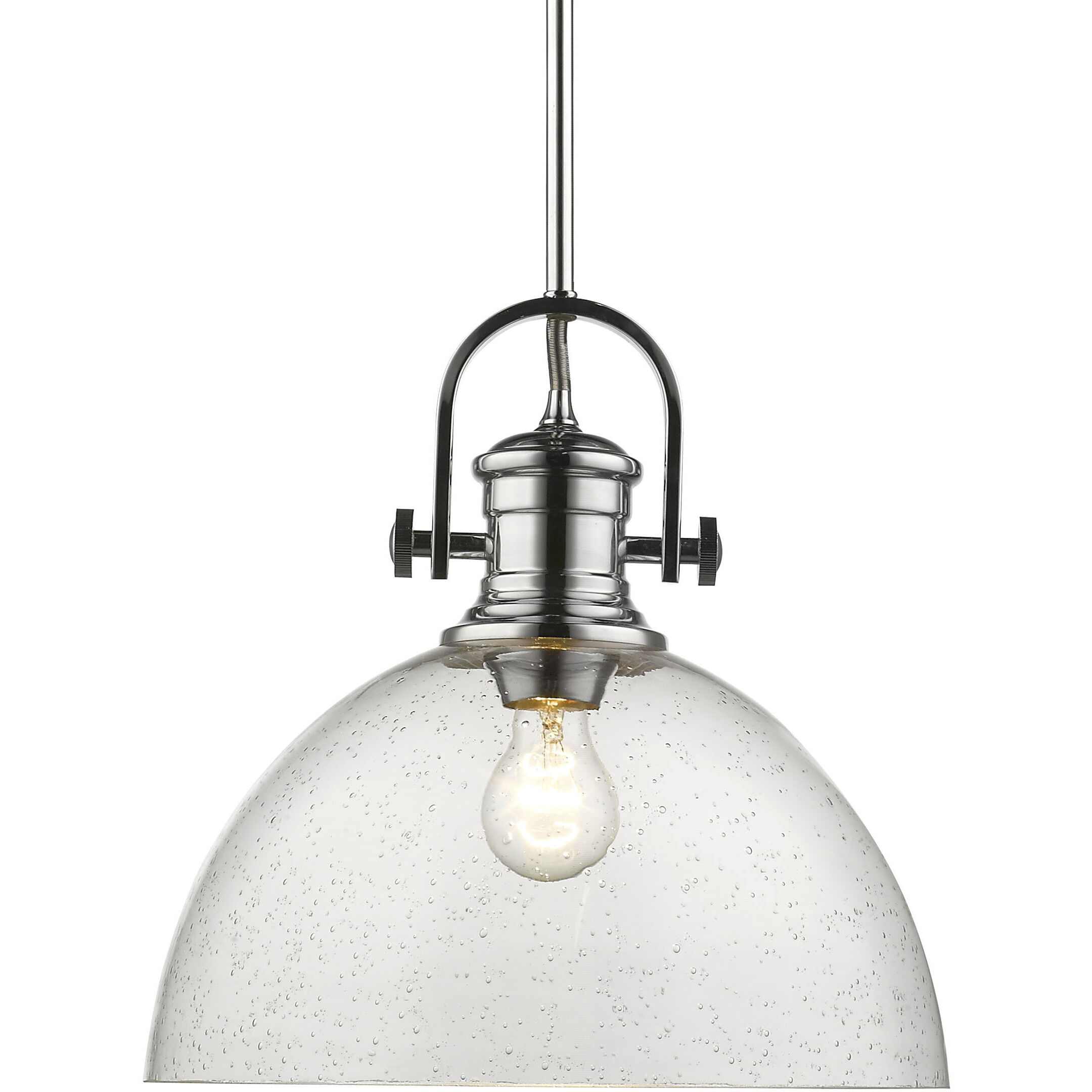 Yep Hines 1 Light 13.5 inch Chrome Pendant Ceiling Light in Seeded Glass, Large