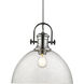 Yep Hines 1 Light 13.5 inch Chrome Pendant Ceiling Light in Seeded Glass, Large