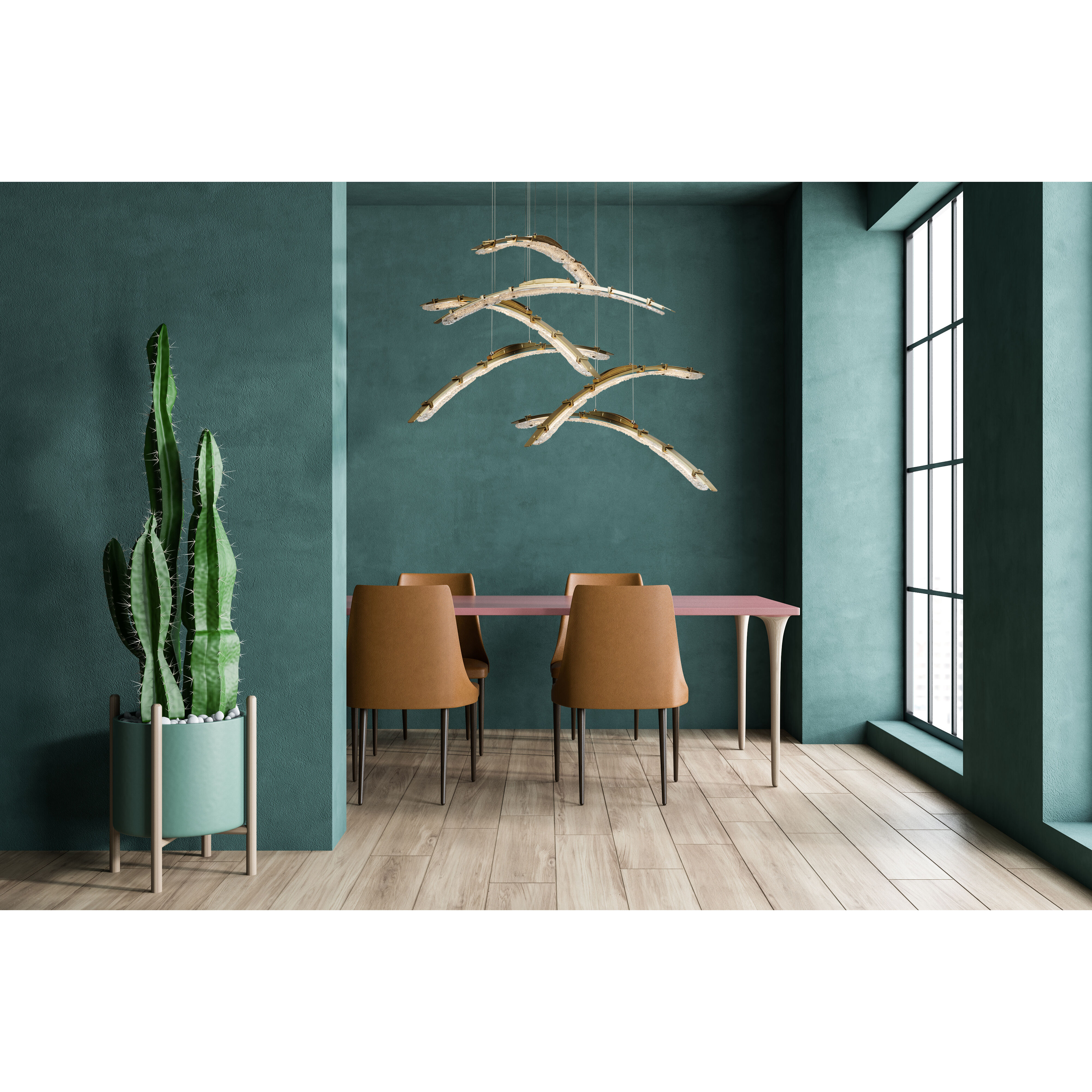 Glissade LED 43.5 inch Modern Brass Double Pendant Ceiling Light, Large