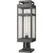 Ridgeway 1 Light 21.38 inch Matte Black Outdoor Post Lantern in Seedy Glass