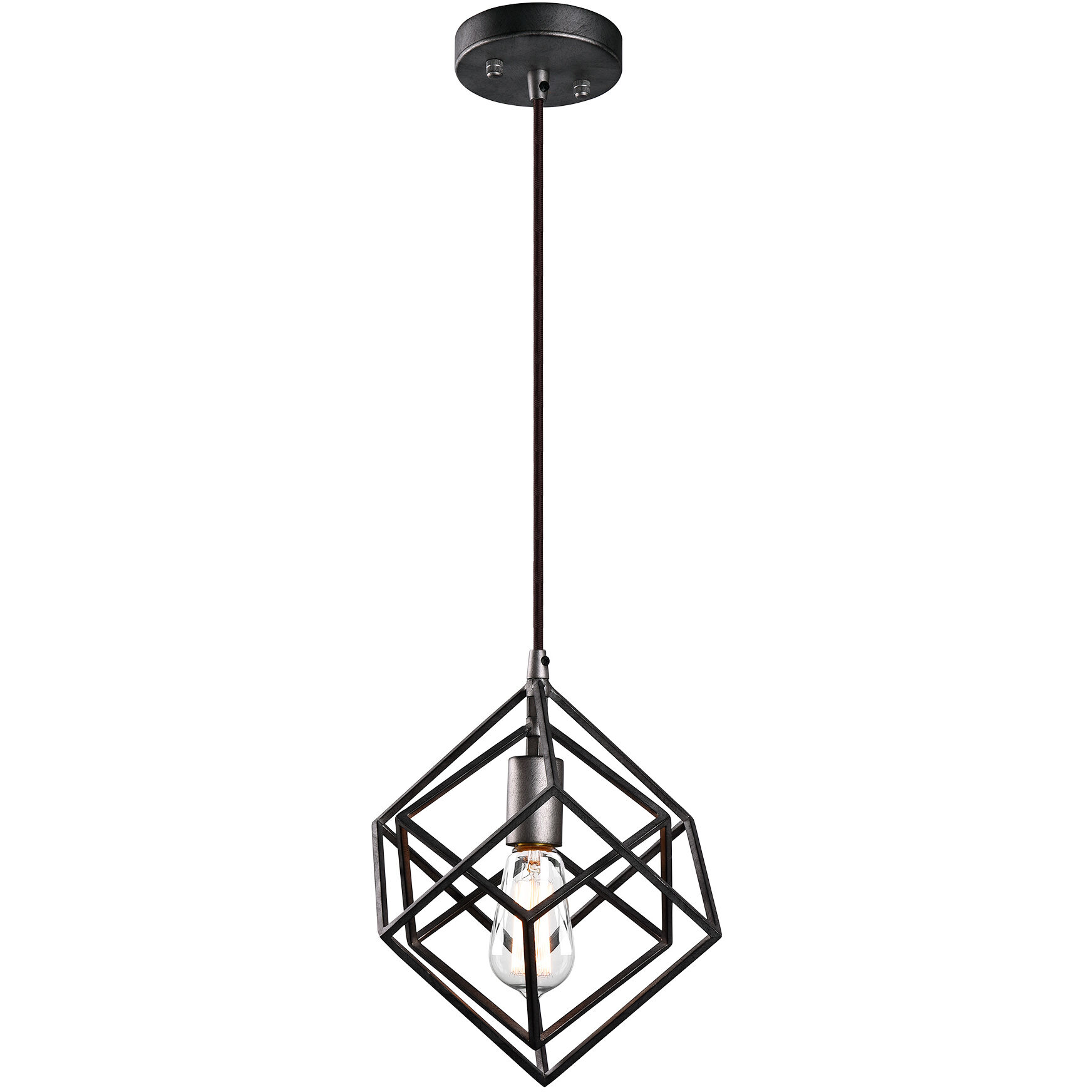 Geometry Series 1 Light 10.5 inch Rusty Black Pendant Ceiling Light