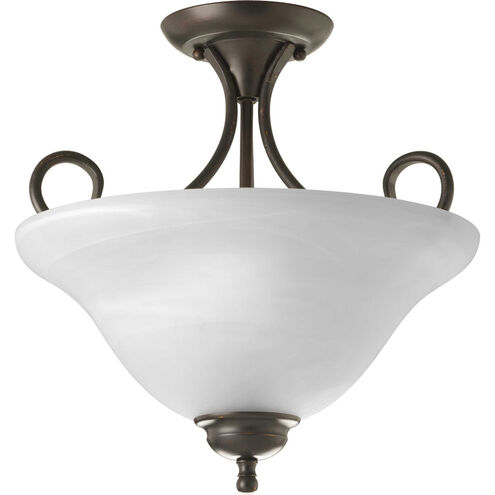 Melon 2 Light 13 inch Antique Bronze Semi-Flush Mount Ceiling Light in Alabaster Glass