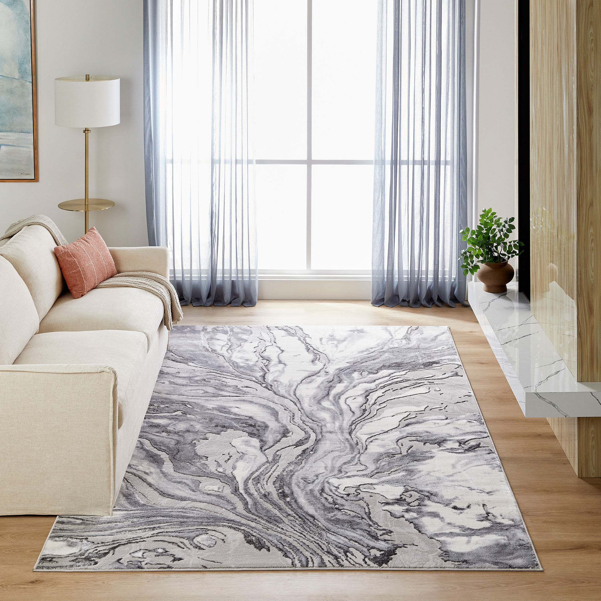Samira 114 X 79 inch Blue Rug in 6 x 9