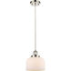 Ballston Large Bell 1 Light 8 inch Polished Nickel Mini Pendant Ceiling Light in Matte White Glass