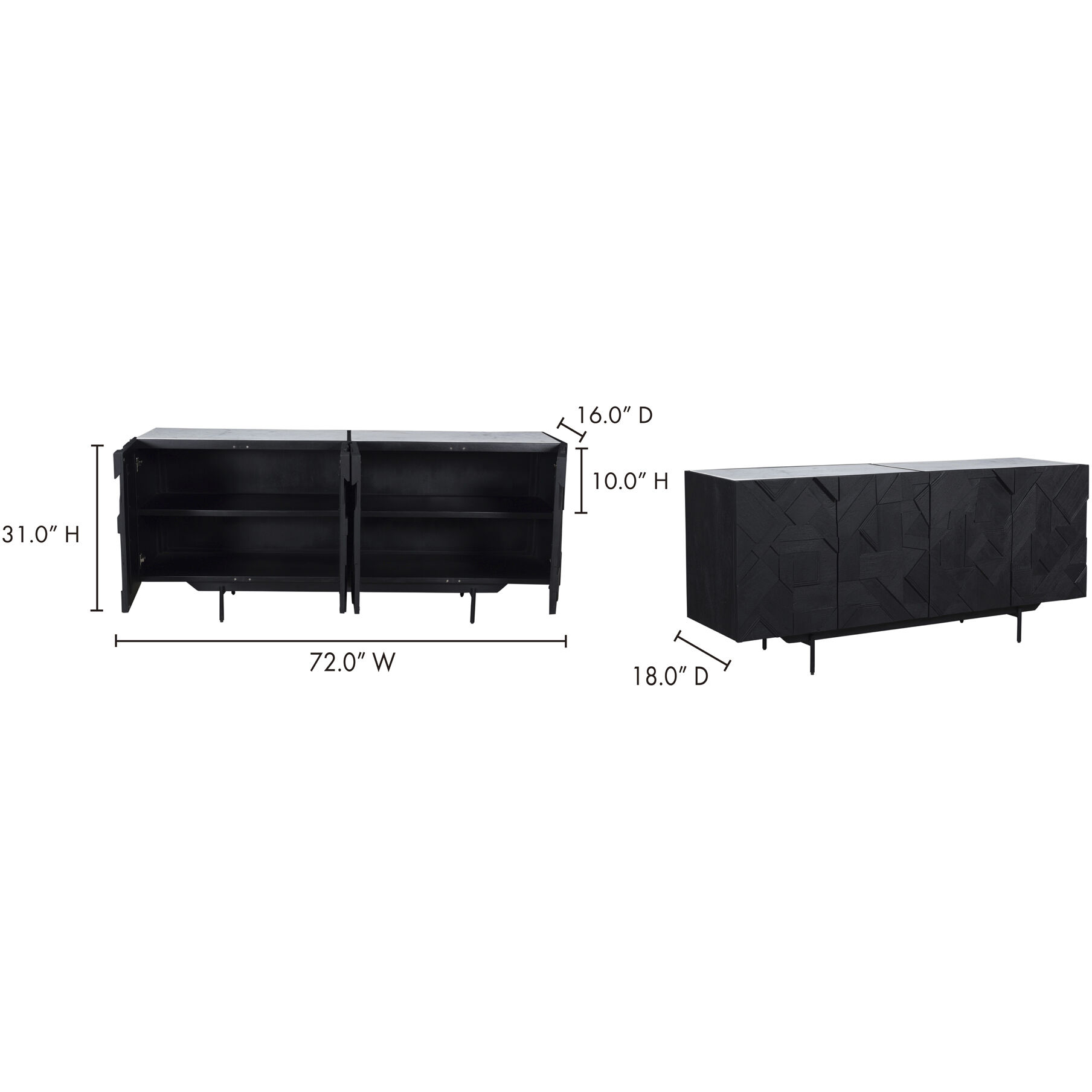 Kattan 72 X 18 inch Black Sideboard