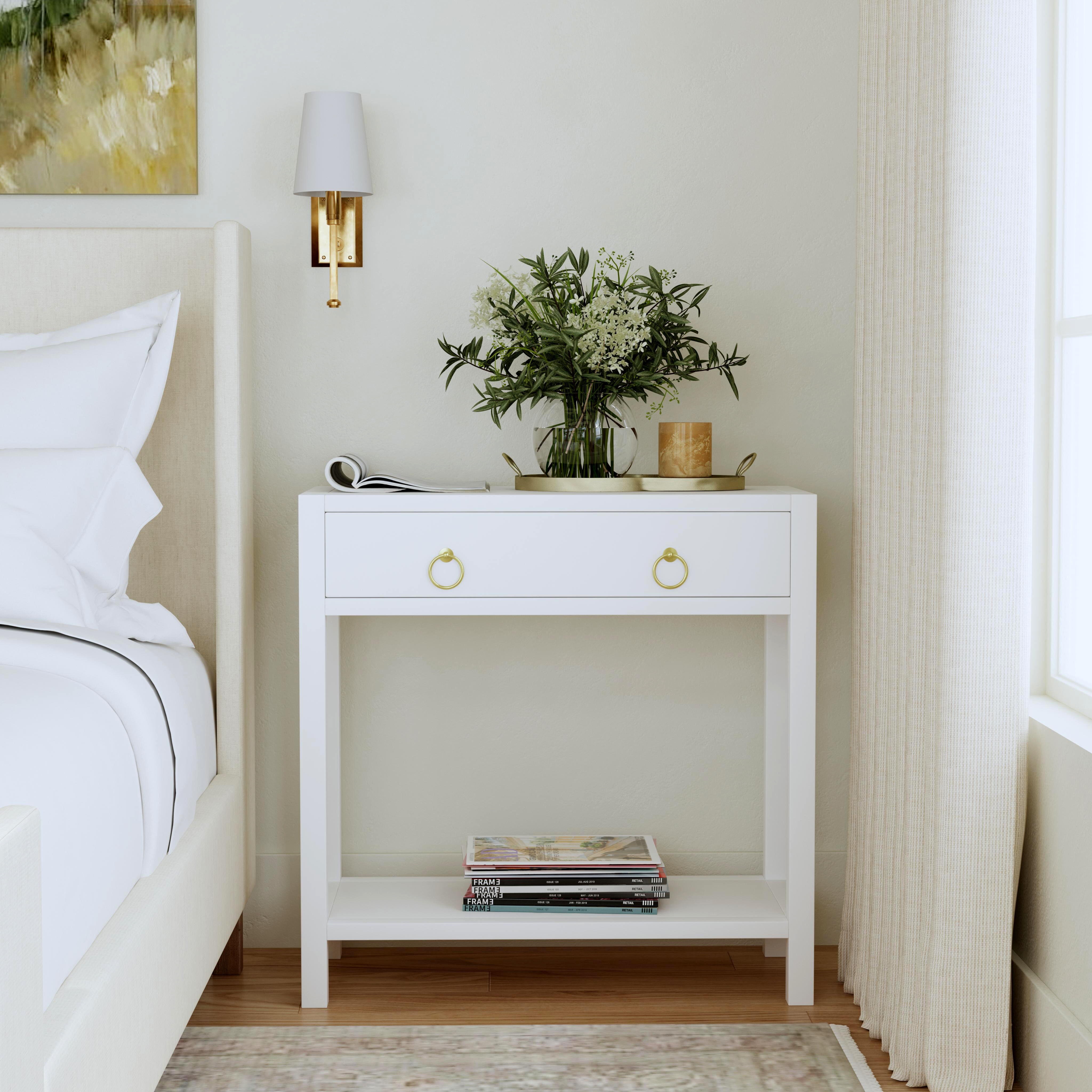 Lark 30" Wood 1-Drawer Nightstand in White