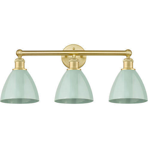 Plymouth Dome 3 Light 25.5 inch Satin Gold Bath Vanity Light Wall Light in Seafoam