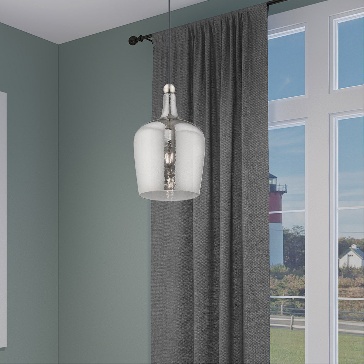 Art Glass 1 Light 9 inch Brushed Nickel Mini Pendant Ceiling Light