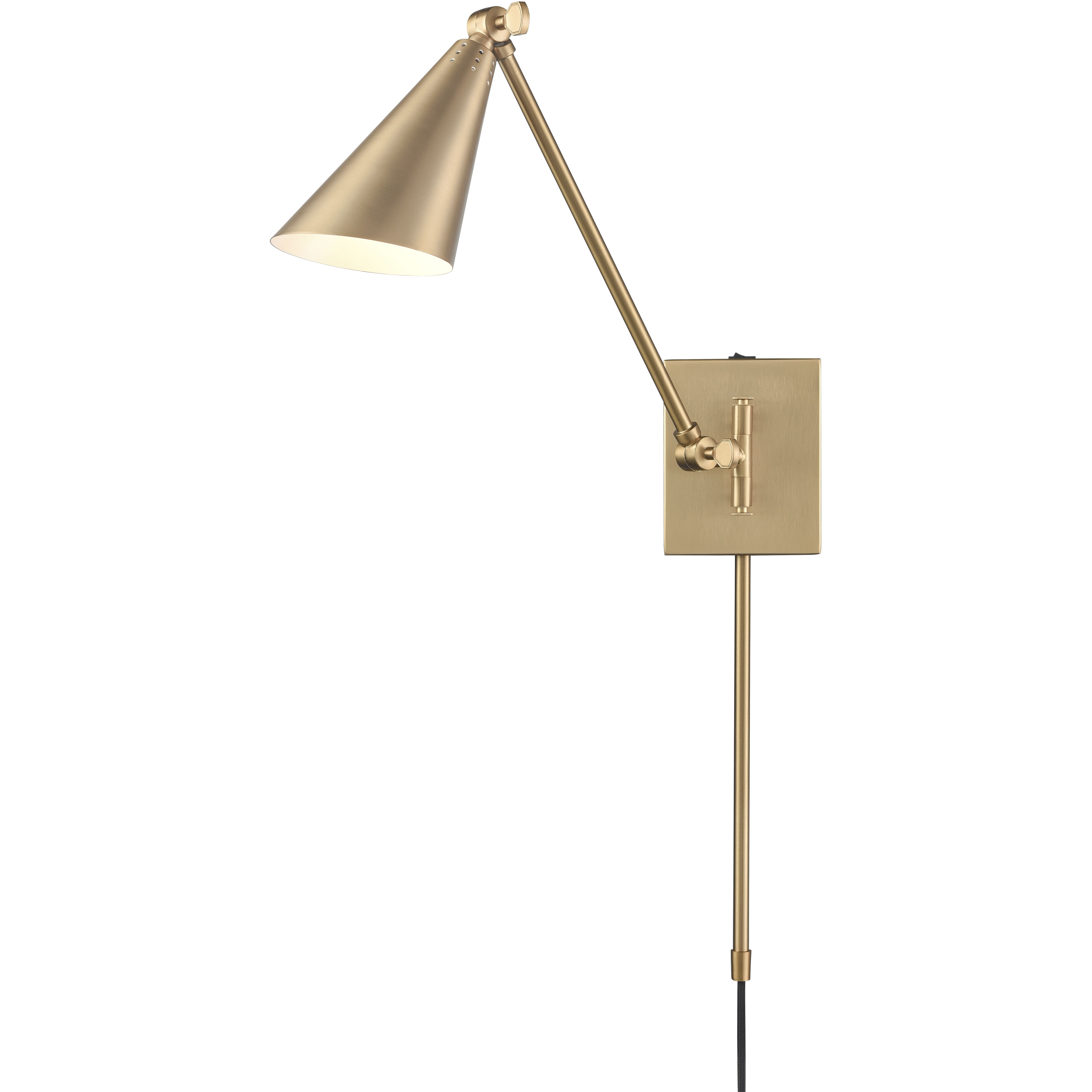 Whitmire 17.75 inch 60 watt Brushed Gold Swingarm Sconce Wall Light, Plug-In/Hardwire
